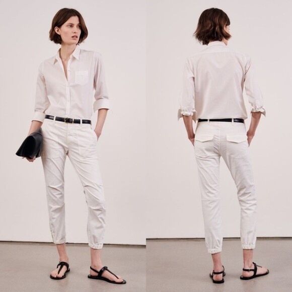 Nili Lotan Cropped French Military Capri Jogger Pant Eggshell Ivory Size 8 - Picture 2 of 10
